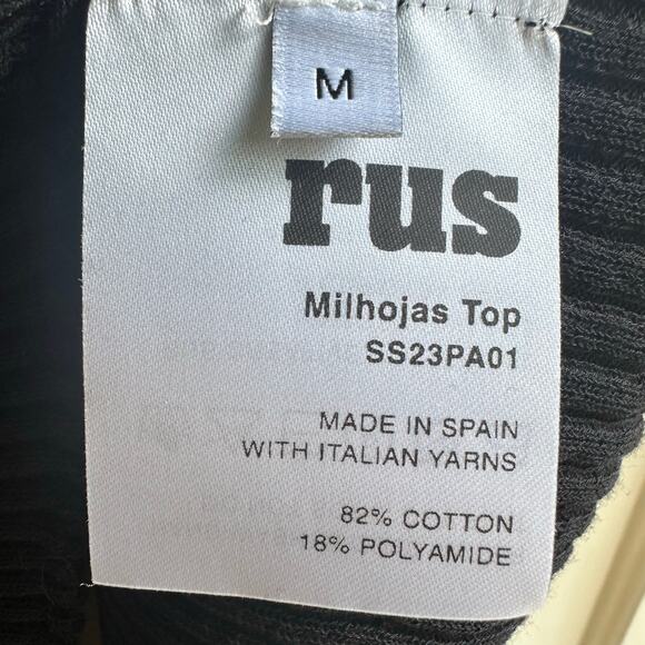 RUS Milhojas top Ribbed mock-neck top Black NWT - Picture 8 of 9